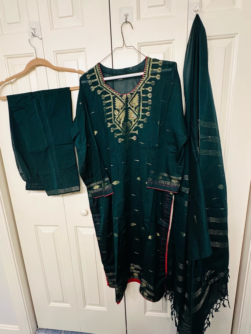 Embroidered Dark Green Traditional Salwar Kameez Set size 23”